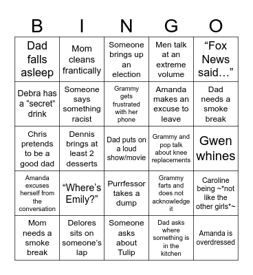 Thanksgiving Bingo Card