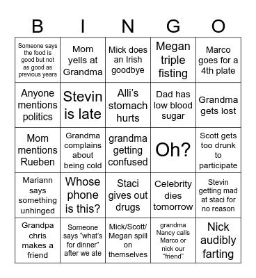 Thanksgiving Bingo Card