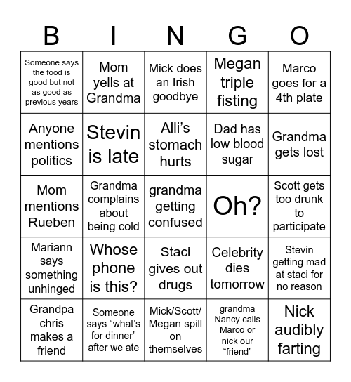 Thanksgiving Bingo Card