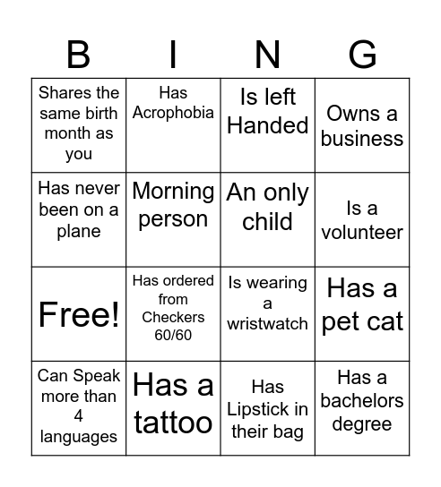 Find the Guest Bingo Card