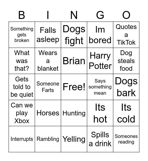 Thanksgiving Bingo Card