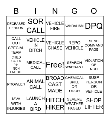 DISPATCH BINGO Card