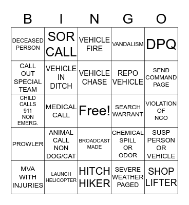 DISPATCH BINGO Card
