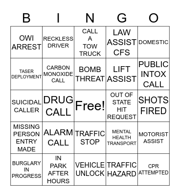 DISPATCH BINGO Card