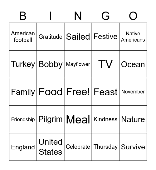 KS Thanksgiving Bingo Card