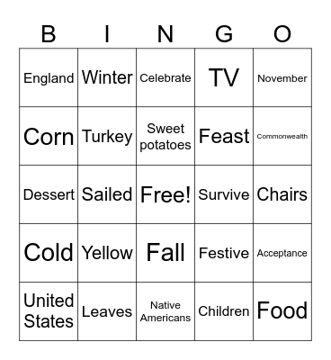 KS Thanksgiving Bingo Card