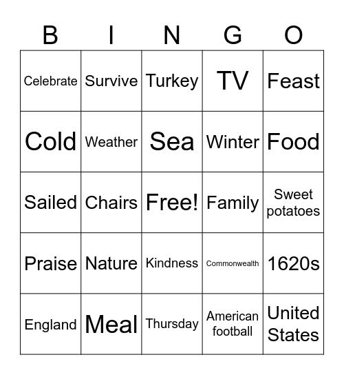 KS Thanksgiving Bingo Card