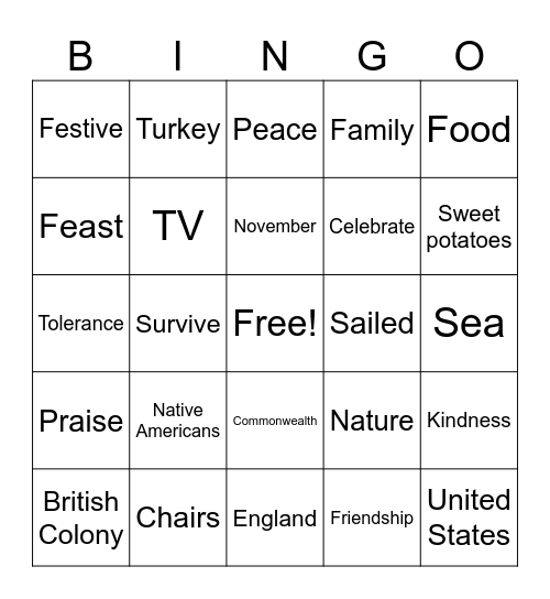 KS Thanksgiving Bingo Card