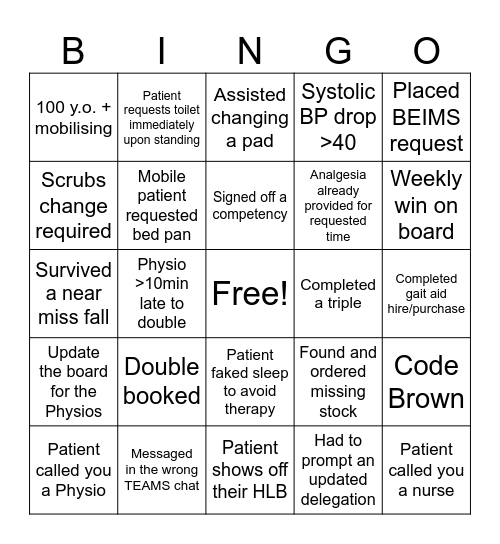 AHA Bingo Card