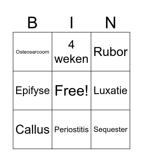 Bingo botten Bingo Card