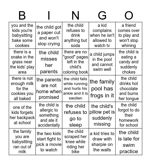 Emergency Bingo Card