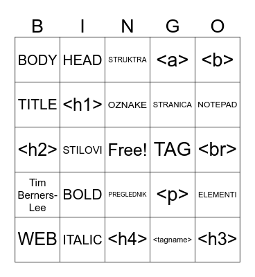 BINGO Card