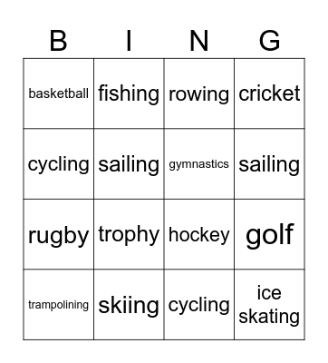 sport Bingo Card