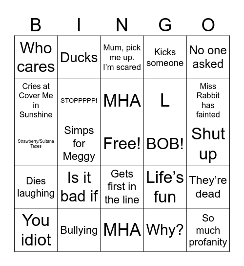 Ebongknee Bingo Card