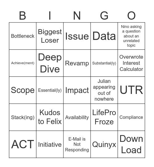 All Hands BINGOOOOO Bingo Card