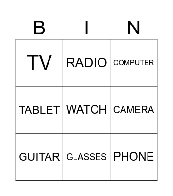 OUR THINGS Bingo Card