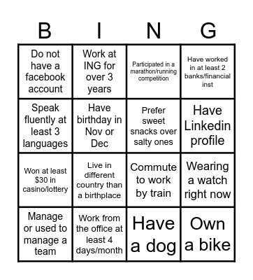 Bootcamp - Icebreaking Session Bingo Card