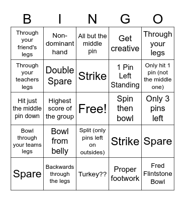 SPED GOES BOWLING Bingo Card