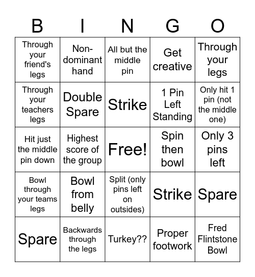 SPED GOES BOWLING Bingo Card