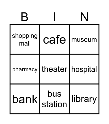 Public Buildings Bingo Card