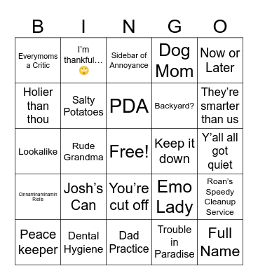 Untitled Bingo Card