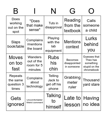 Mr Prismall Bingo Card