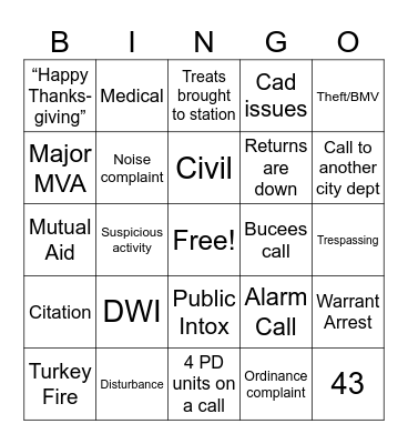 Thanksgiving 2023 Bingo Card