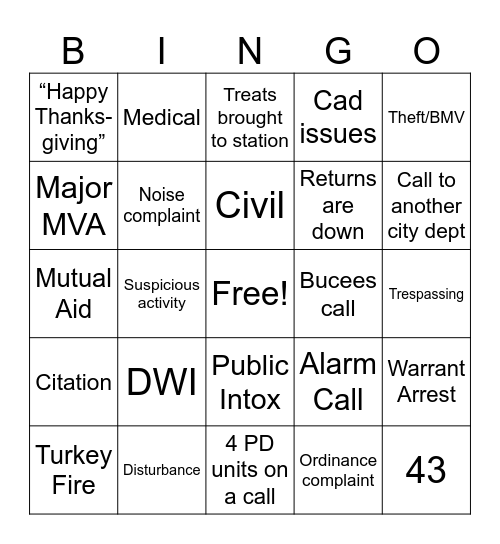 Thanksgiving 2023 Bingo Card