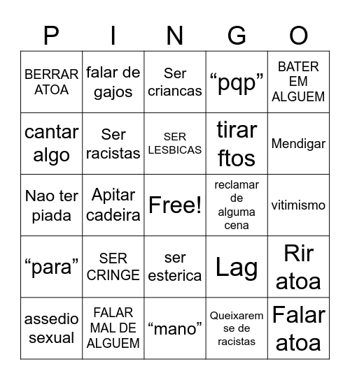 PINGOH Bingo Card