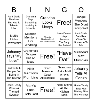 Thanksgiving 2023 Bingo Card