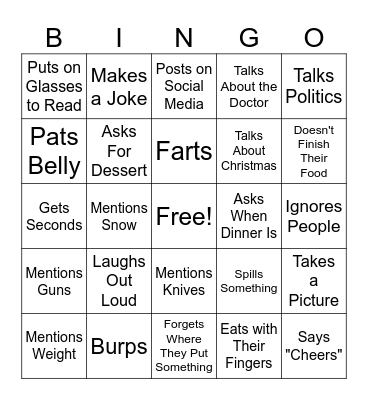 FAMILY THANKSGIVING Bingo Card