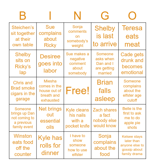 Thanksgiving Bingo Card