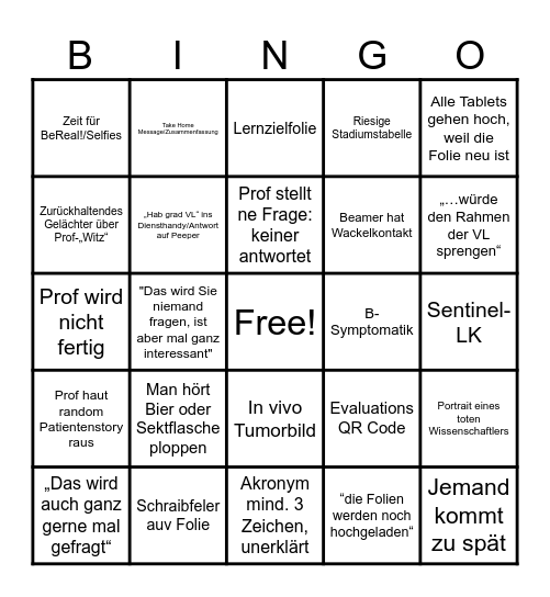 Letzte Vorlesung - Bingo Card