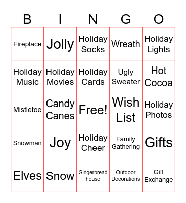 Holiday Bingo Card