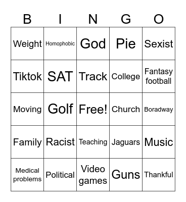 Someone says something about Bingo Card