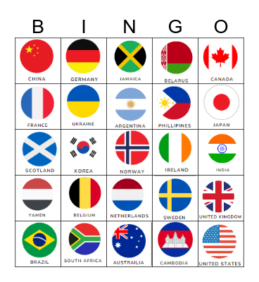 Bingo World Edition Bingo Card