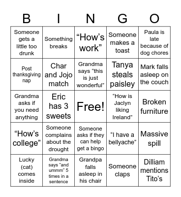 Thanksgiving Bingo Card
