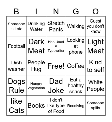 Thanksgiving Bingo Card