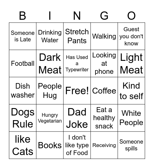 Thanksgiving Bingo Card