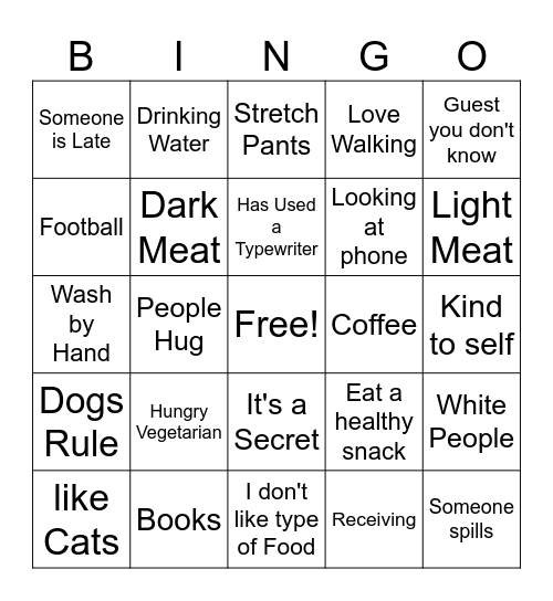 Thanksgiving Bingo Card