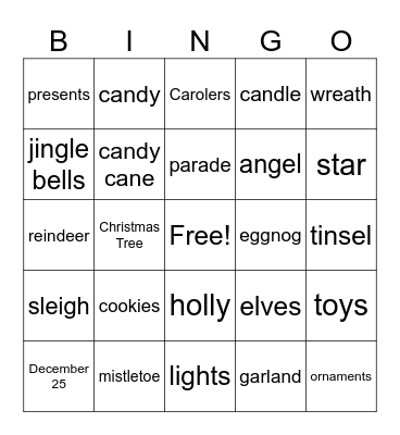 Christmas Bingo Card