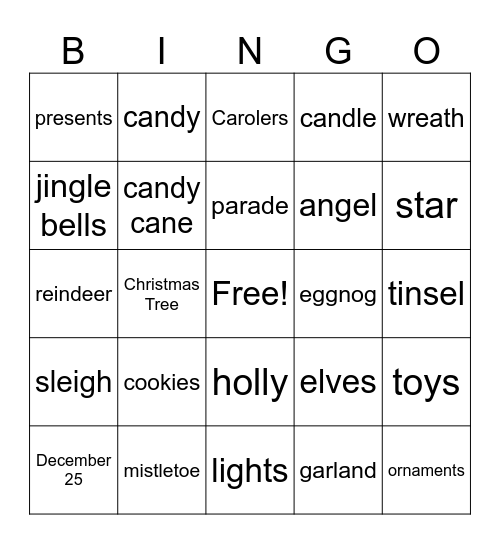 Christmas Bingo Card