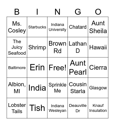 Thanksgiving Bingo Card