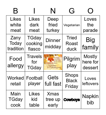 Happy Thanksgiving Bingo Card