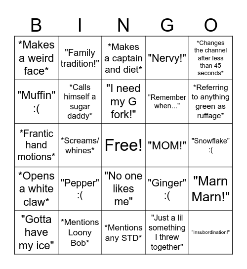 Dad BINGO Card