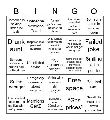 Thanksgiving Bingo Card