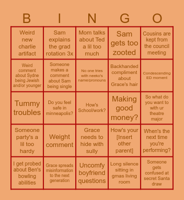 Thanksgiving 2023 Bingo Card