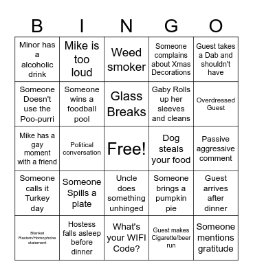 Thanksgiving Bingo Card