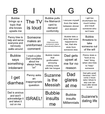 Thanksgiving Hellscape Bingo Card