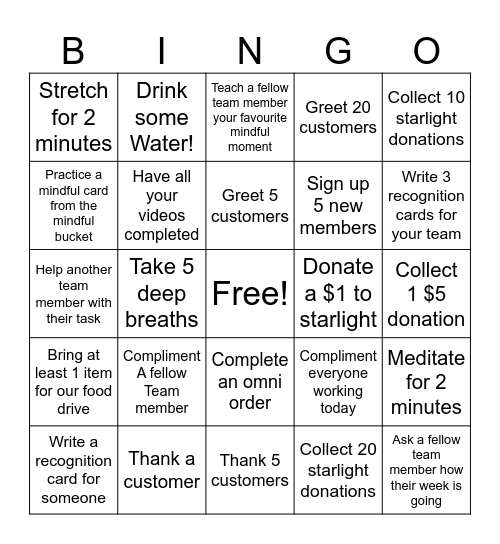 Mindful bingo Card